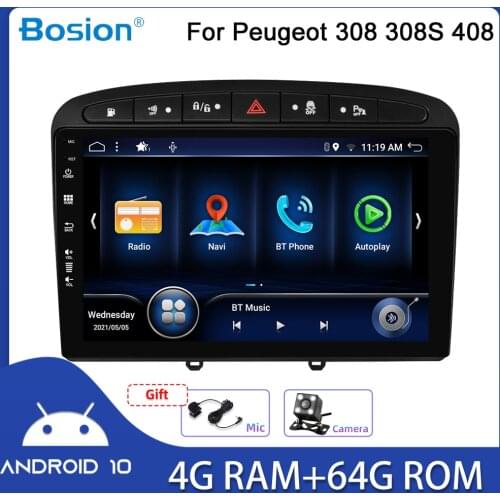 Bosion 9 inch DSP 4G RAM 64G ROM Android 10 1din / 2din Car Radio Multimedia video Player for PEUGEOT 308 308S 408 carplay WIFI