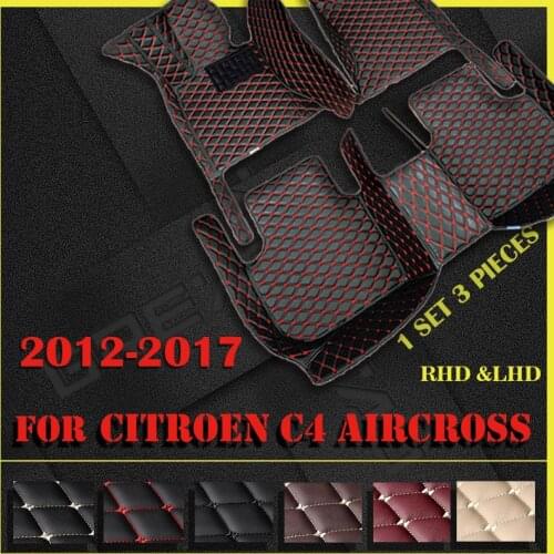 Leather Car floor mats for Citroen C4 Aircross 2012 2013 2014 2015 2016 2017 Custom auto foot Pads automobile