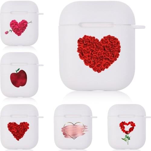 Rose Love Heart Bluetooth Wireless Earphone Case For AirPods Protective Cover Soft Case For Airpods 2 Charging Box Air Pods 2 1