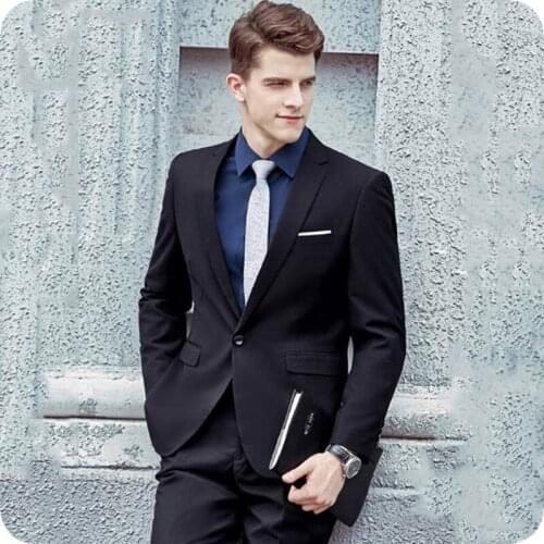 Black Mens Classic Suit for Formal Business Skinny Male Blazers Jacket 2Piece Slim Fit Terno Masculino Costume Homme Prom Wear