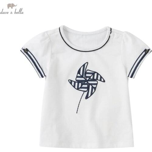 DB17462 dave bella summer baby girls cute cartoon T-shirt children tops girl kids fashion tees