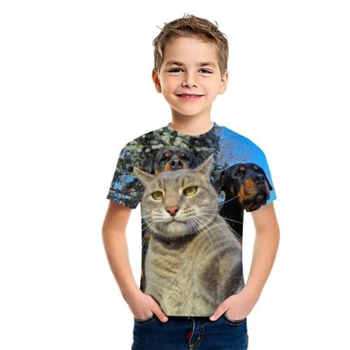 2021 summer new childrens casual T-shirt funny smiling face cotton round neck pullover sweatshirt European fashion street short