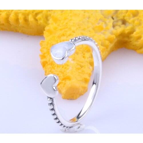 S925 Sterling Silver Love Heart Open Double Heart Ring For Women Fashion Original Jewelry Gift