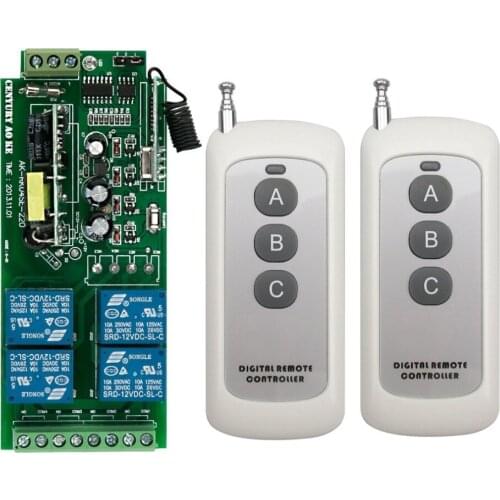 Kejee)AC85v~250V 110V 230V 4CH Wireless Remote Control Switches 220V Relay Output Radio RF Transmitter And 315Mhz /433Mhz Recei
