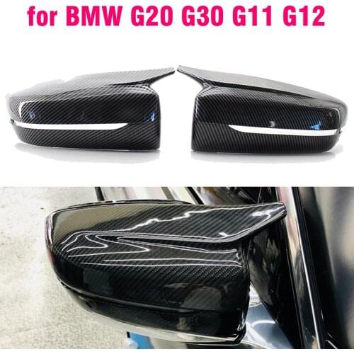 LHD 1Pair Side Rearview Wing Mirror Cover Caps For BMW 3 5 7 Series G20 2019 2020 2021 G30 G11 G12 ABS Gloss Black