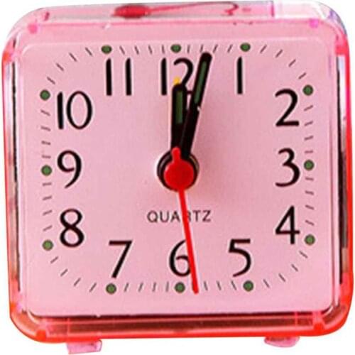 Square Small Bed Alarm Clock Transparent Case Compact Travel Clock Mini Children Student Kawaii Desk Watch