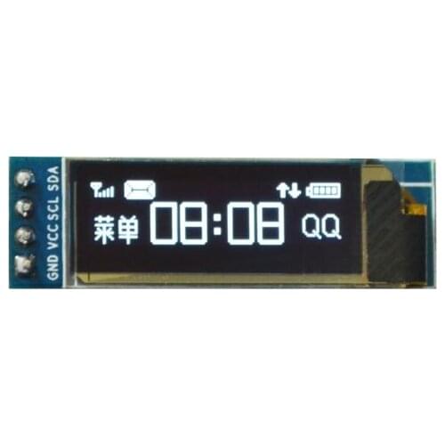0.91" OLED Display Module 128x32 Pixels Resolution White Characters In Black Background 14pin I2C IIC Communicate