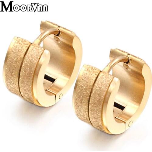 Moorvan 2017 New Arrival Unisex Earring Popular Cool Gold color Earring Stainless Steel 13mm*7mm Fashion jewelry VE345