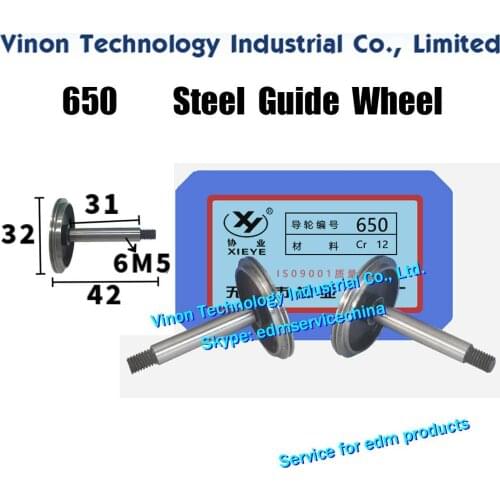 650 Steel Guide Wheel (1 Pair=2PCS) XieYe Brand.Spare Parts. OD. 32mm,Axis dia.6mm,total length 42mm.High Precision Guide-Pulley