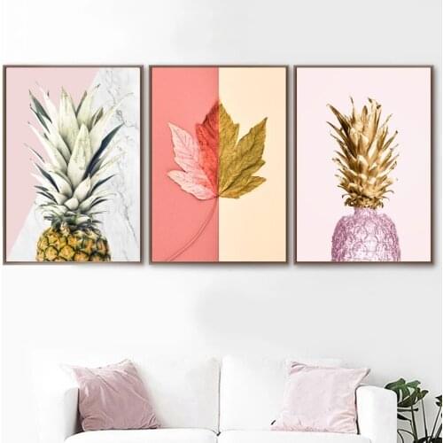 Marbled Pineapple Maple Leaf Landscape Wall Art Canvas Painting Nordic Posters And Prints Wall Pictures For Living Room Decor