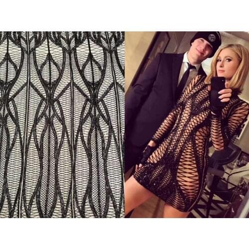 Wholesale sequins net lace fabric (5yards/lot) SYJ-72024 french embroidery tulle lace fabric for party dress