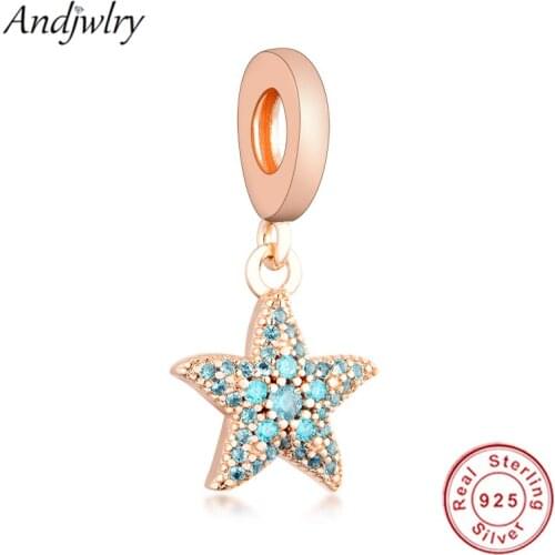 Fit Original Charms Bracelets Sparkling Starfish Dangle Charm 925 Silver Pendant Beads DIY Jewelry Dangle Berloque