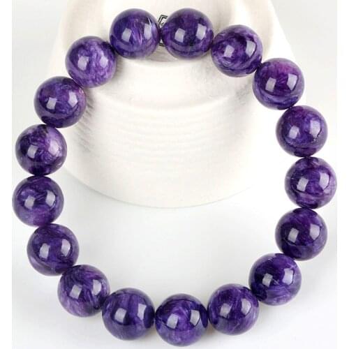 Genuine Natural Charoite Crystal Round Beads Women Man Fashion Jewelry Bracelet 8-14mm AAAAA