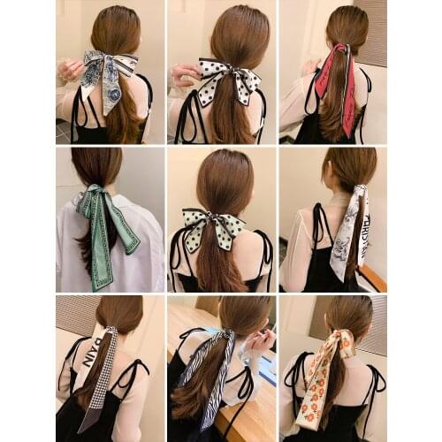 French Ribbon Headband Net Red 2021 New Retro Silk Scarf Small Strip With Shirt Streamer Headdress