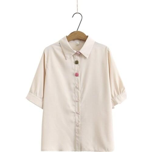 Plus Size XL-4XL Summer Tops Womens Short Sleeve A-line OL Blouse Ladies' Solid Simple Workwear Blusas with Cute Buttons