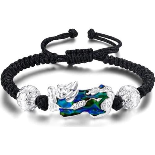 Handmade Discolor Silver PiXiu Red Handmade Braide Brave Troops Bracelets Knot String Amulet Bracelet Bangle Size Adjustable