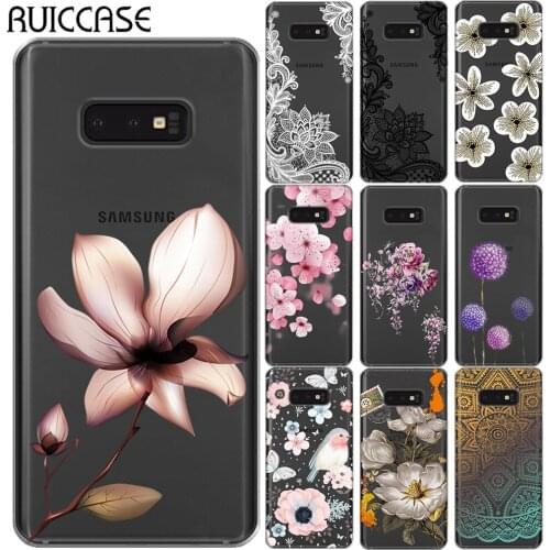 For Samsung Galaxy A10 A30 A50 M10 M20 M30 S10E S10 Plus E Lace Flower Silicone Phone Case Sexy Retro Floral Soft TPU Back Cover