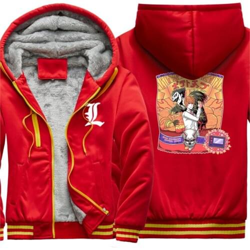 Death Note Cartoon Keep Warm Mens New Thicken Jackets Winter Hip Hop Hooded Casual Fashion Tops Retro Hipster sudadera hombre