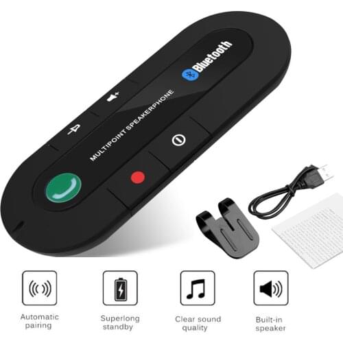 Sun visor Bluetooth Car Kit Handsfree Wireless Bluetooth Receiver MP3 music Player USB cable Hands Free load speakerphone