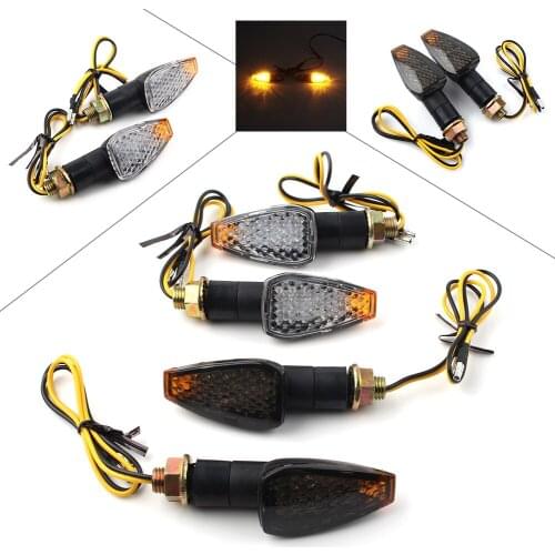 Universal Motorcycle Indicators Signal Lamp 14 LED Blinkers Costom Amber Turn Signals Flashing Light w/ 12v Resistors