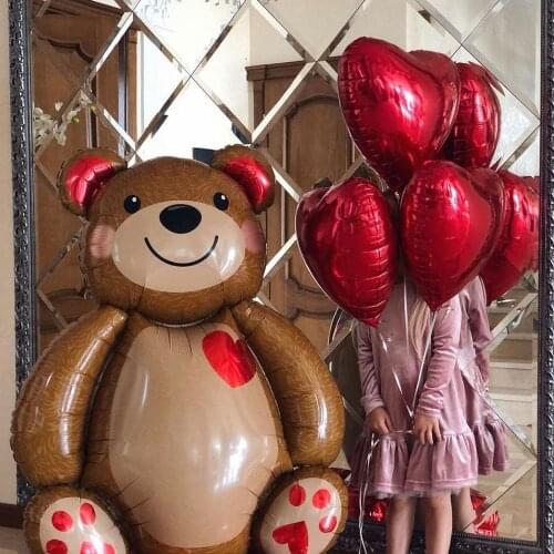 1pcs Big Love Bear Aluminum Helium Balloon 67x91cm Cartoon Bear Kids Birthday Party Wedding Decoration Baby Shower Balloons