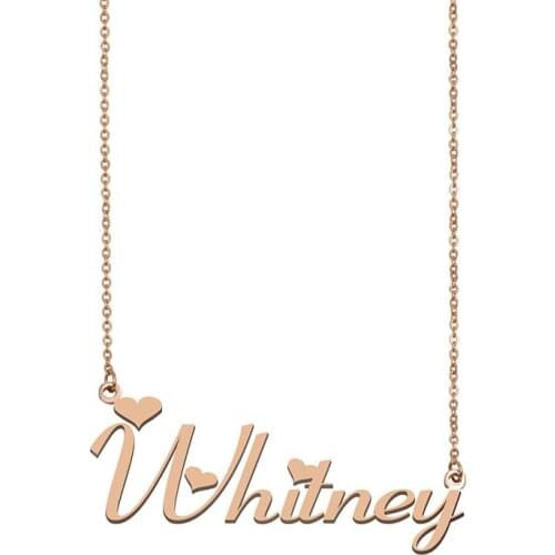 Whitney Custom Name Necklace Personalized Gold for Women Girls Best Friends Birthday Wedding Christmas Mother Cheap Gift