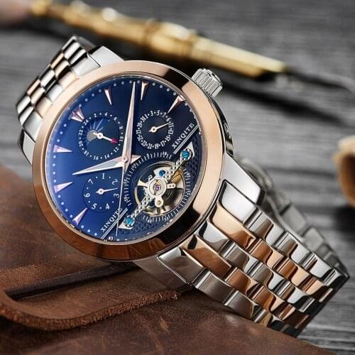 XINQITE Man watch 2019 brand luxury Mechanic Watches Stainless Steel Waterproof Automatic Watch Multi-function mechanical watch
