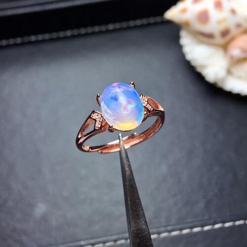 3.5ct Natural opal woman rings change fire color mysterious 925 silver Various color gemstones
