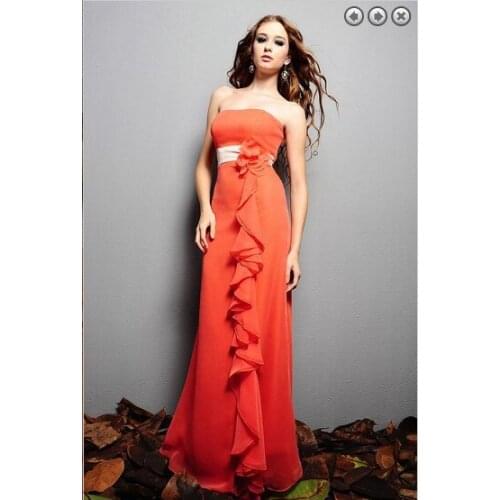 Resses women fashion 2021 elegant plus size brides maid vestidos formales orange long chiffon party gown bridesmaid dresses