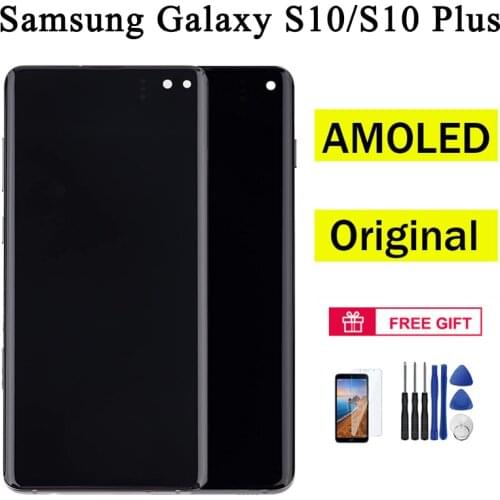 Original AMOLED for SAMSUNG Galaxy S10 Plus LCD Display Touch Screen Digitizer Replacement for SAMSUNG Galaxy S10 LCD Screen