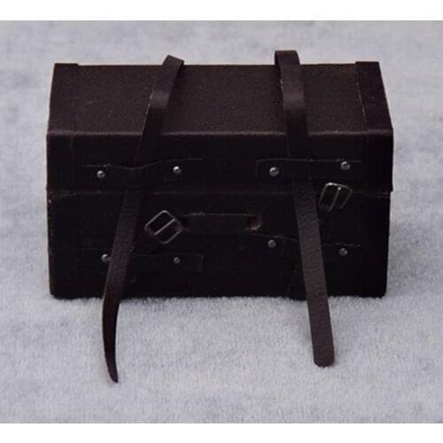 1/12 Dolls House Handcrafted Vintage Antique Leather Wooden Miniature Suitcase Holiday Luggage Trunk