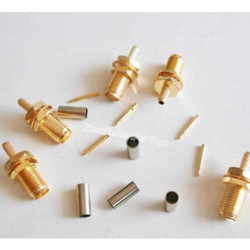 10X RP-SMA female RPSMA Jack nut bulkhead crimp RG174 RG316 LMR100 RF Cable connector