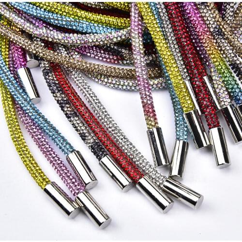 1.38 Meter Crystal Rhinestone Rope Trim Hoodies Sports Pants Drawstring Strap Cord with Metal Caps DIY Garment Accessories