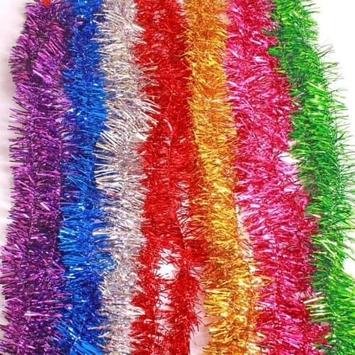 36pcs Colorful Ribbon Garland Ornament Metal Wire Hanging Wall Ceiling Decoration Party Christmas Decoration Bar Supplies 200cm