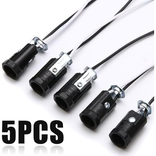 5pcs E12 Lamp Holder Base Light Sockets Lampholders Base Keyless 6'' Wire Leads Connector LED Light Accessory