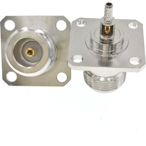 50pcs N Female Jack Pin Flange Crimp Panel Mount 4-Hole RF Connector For RG316 RG316 LMR100 RG174