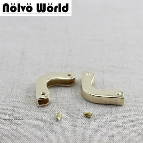 50pcs 2.5*2.5cm light gold metal bag purse flap small triangle corner in screws,handbags sewing hardware protector corners