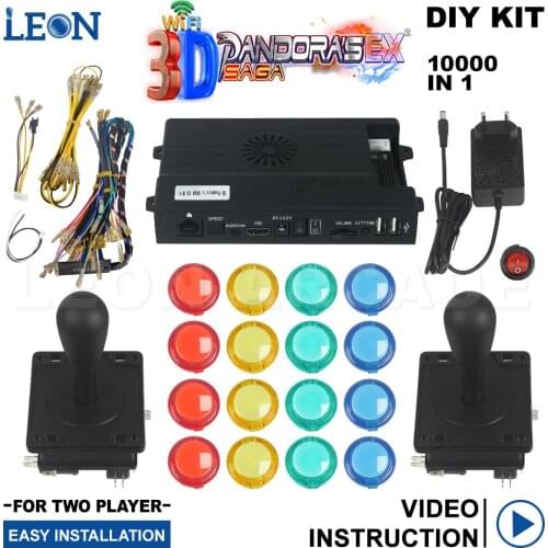 Arcade Kit Pandora Box Saga 3d 128g Transparent Illuminated Led Arcade Button Switch American Arcade Joystick Pandora Box Wifi
