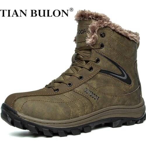 Winter Boots Waterproof Men Military Boots Outdoor Hikking Sneakers Men Plush Snow Ankle Boots Men Non-slip Platform Work Boots