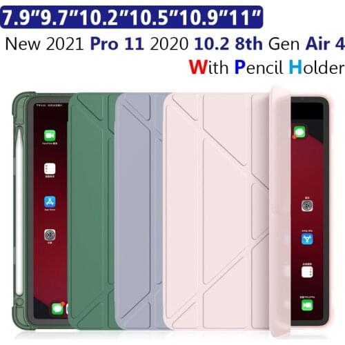 Case For iPad Pro 11 2021 Air 4 3 Case With Pencil Holder Smart Cover Fo 2020 iPad 10.2/9.7 7th 8th 5th 6th Gen Mini 5 TPU Case