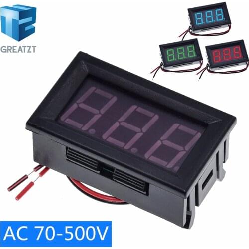 AC 70-500V 0.56" LED Digital Voltmeter Voltage Meter Volt Instrument Tool 2 Wires Red Green Blue Display 110V 220V DIY 0.56 Inch