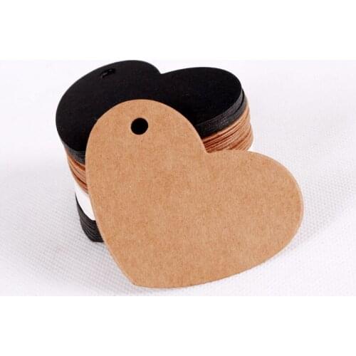 Hot Sale 100Pcs/lot Kraft Paper Cards 6.5x5cm Cardboard Hang Tags Heart Shape Jewelry Display Cards Price Label Tag