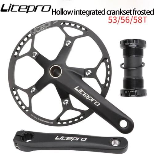 Litepro Folding Bike Hollow Integrated Crank 170 Aluminum Alloy Sprocket With Bottom Axis Disc 53T 56T 58T Disk Bicycle Parts