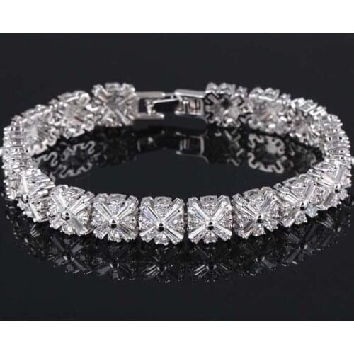 Fashion radiation shaped flower CZ stone bangles bracelets AAA Cubic Zirconia women bracelet wedding/bridal bracelet