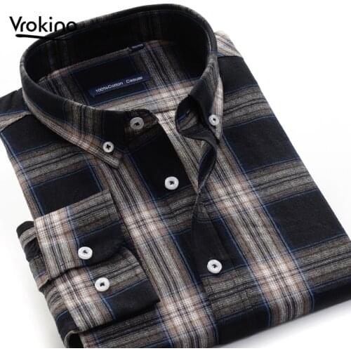 Mens Business Casual Plaid Shirt 100% Cotton Stylish High Quality Office Formal Long Sleeve Shirt Large Size 7XL 8XL 9XL 10XL