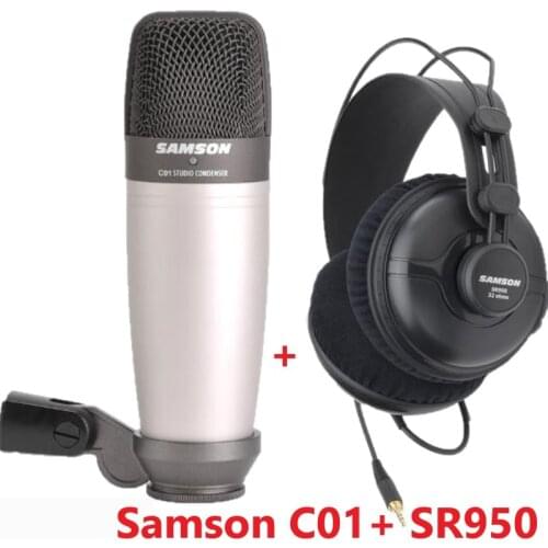 SAMSON C01 with SR950 for recording vocals computer live broadcast Studio Monitor Headphones Dynamic Headset Closed Ear Design