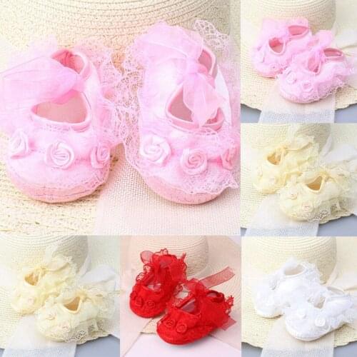 PUDCOCO Infant Newborn Baby Girl Princess Non-Slip Lace Flower Shoes Baby Shoes