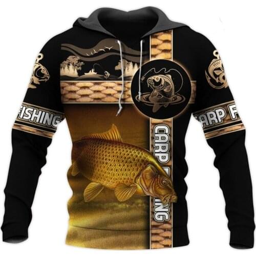 New carp fishing 3D full print Hoodie fashion Harajuku Sweatshirt Unisex casual zipper jacket
