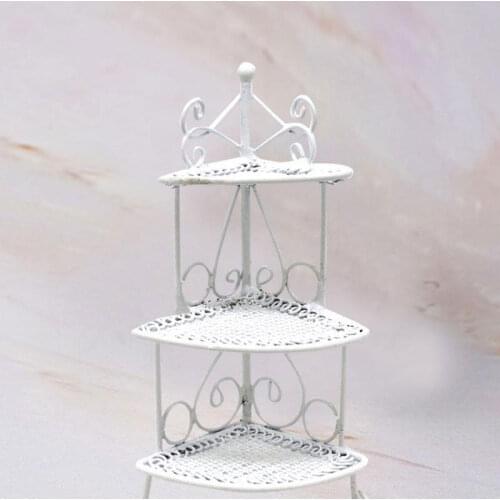 New 1/12 Iron Art Miniature Mini Triangle Flower Stand Kids Toys Furniture White for Children Dollhouses Model Accessories