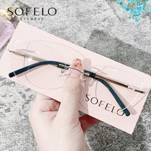Rimless Cat Eye Prescription Eyeglasses Frame Women Myopia Optical Glasses Frame Ladies Clear Spectacles Frame Fashion Brand
